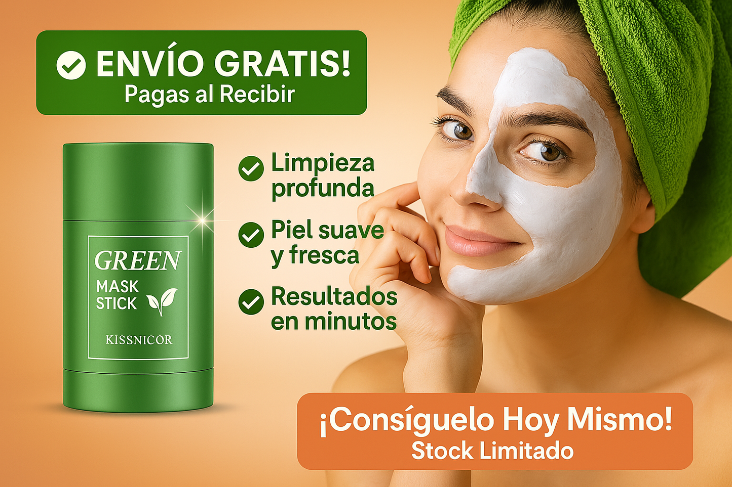 Green Stick™ - Mascarilla en Barra con Té Verde + e-Book GRATIS 🎁