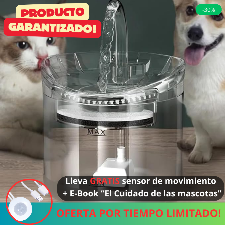 Fuente de agua para Mascotas 2L + Sensor de Movimiento y E-book GRATIS 🎁