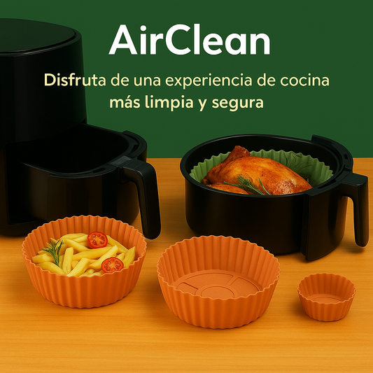Kit x6 Moldes de Silicona AirClean™ para Air Fryer 🍟– Cocina fácil, limpia y sin estrés ✅