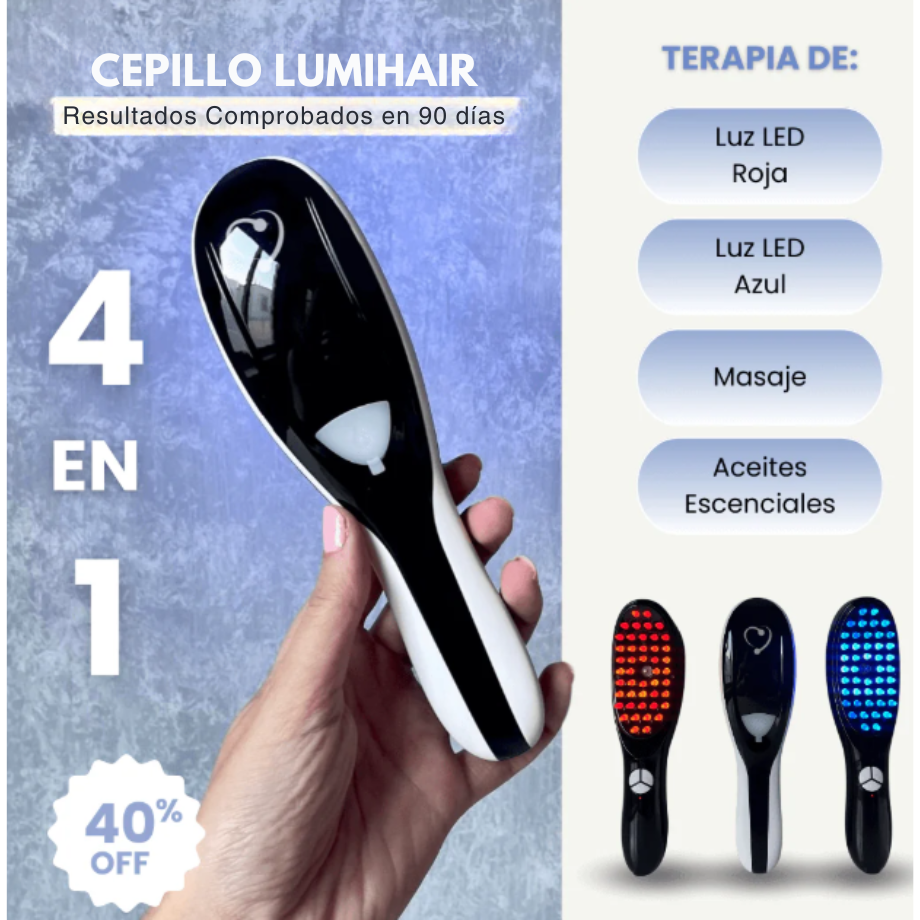 Cepillo Capilar LUMIHAIR con Fototerapia 💆‍♀️ + ENVÍO GRATIS! 🎁