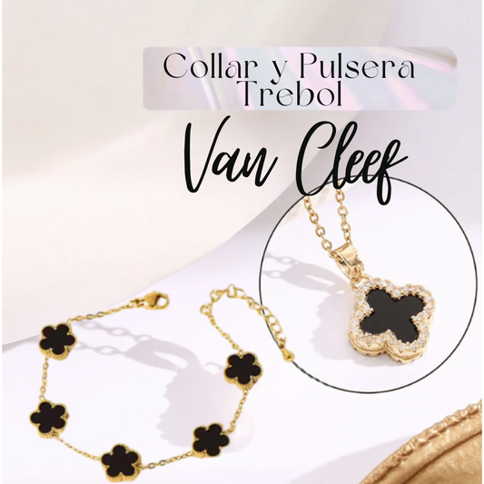 Collar y Pulsera Trebol 🍀+ Caja de Regalo GRATIS 🎁