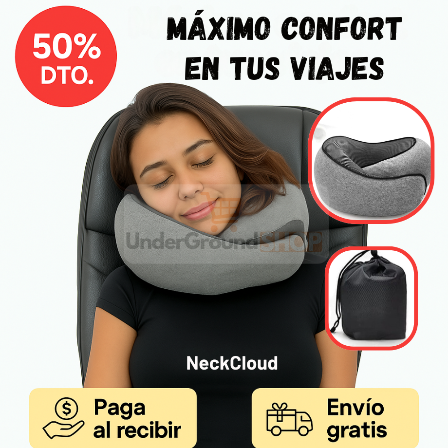 🌙✨ Almohada Viajera NeckCloud – ¡Como descansar en una nube! ☁️😴 + 🎁 Bolsa impermeable de regalo 👜💦