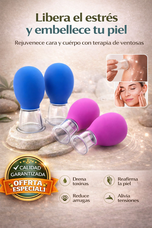 CuppingGlow™ ✨  – Kit de Ventosas Terapéuticas Facial & Corporal x4