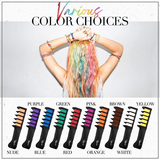 ColorPop™ Hair Magic 🌈  – Tiza Temporal para el Cabello (Set x10 Peines Zhiranmei)